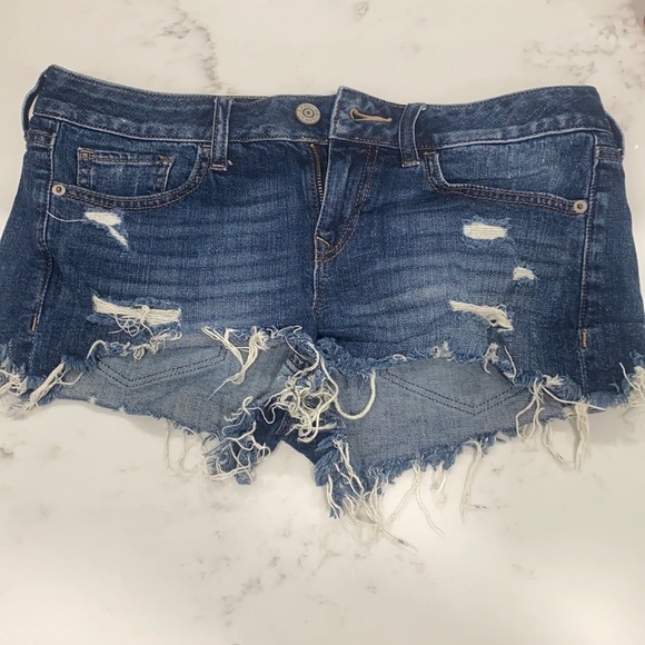 Express Pants - Express distressed jean shorts fringe